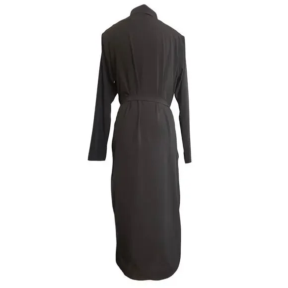 Athleta Urbanite Dress Sz M Black #846038 Travel Casual Comfort Work Momcore Tie - Picture 14 of 16